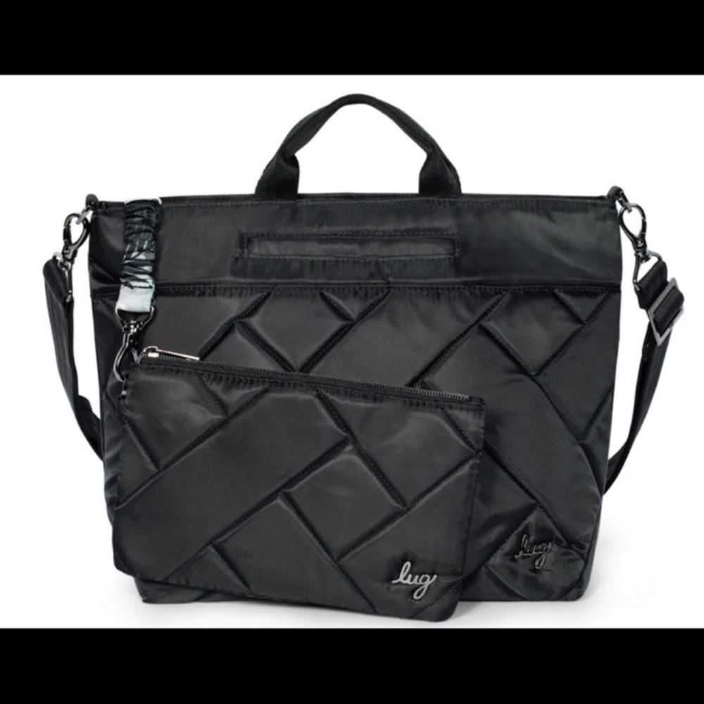 Lug Tenor Black Quilted with Crossbody Strap or 2 Top Handles VERY POPULAR BAG